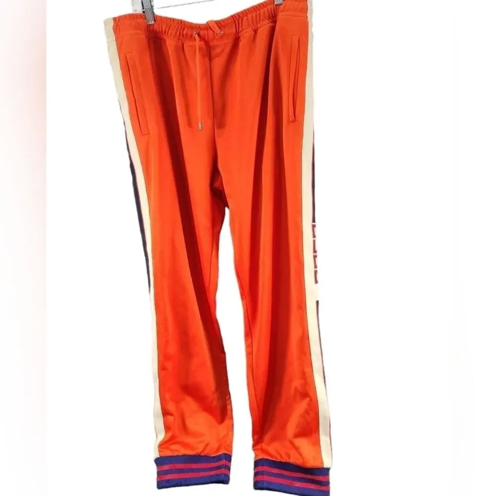 Gucci Orange Technical Jersey Track Suit Jogger Pants Web Men's XXL